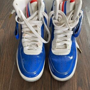 Men’s Nike High-Top Sneakers in Blue, White and Red Accents